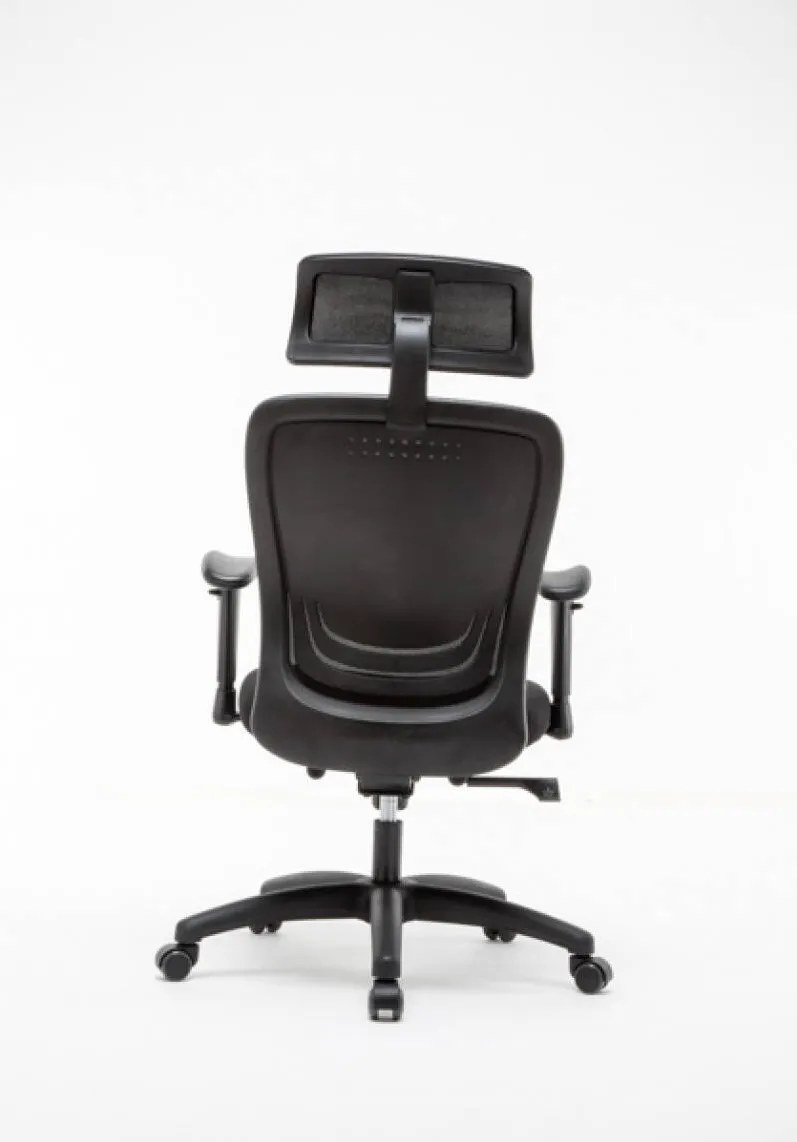 Office Products Scaun de birou, brate plastic, rotile, piele ecologica, cu tetiera, Office Products Santorini -negru
