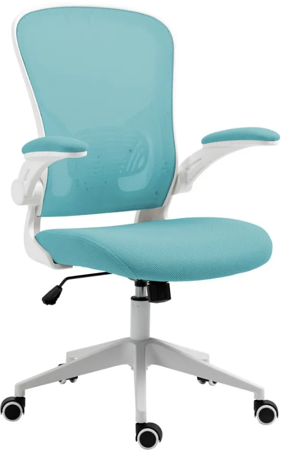 Office Products Scaun de birou, brate plastic, rotile, mesh textil/stofa, Office Products Chios - turcoaz/alb