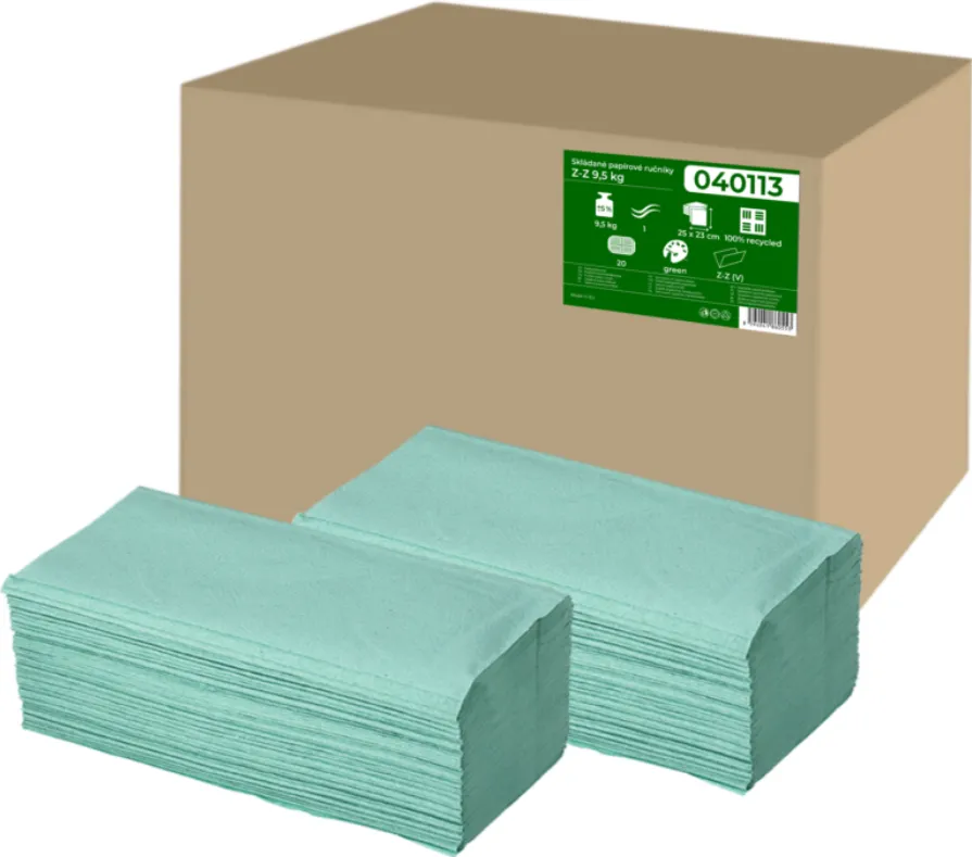 Prima Soft Servetele ZZ hartie reciclata verde, 25x23cm, 1 strat, 210buc/pachet, 20pachete/cutie, Prima Soft