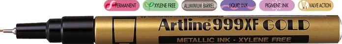 Artline Marker cu vopsea Artline 999XF, corp metalic, varf rotund 0.8mm - auriu