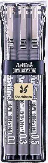 Artline Marker pentru desen tehnic ARTLINE, varf fetru (0.1/0.3/0.5mm), 3 buc/set - negru