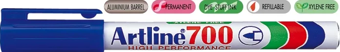 Artline Permanent marker Artline 700, corp metalic, varf rotund 0.7mm - albastru