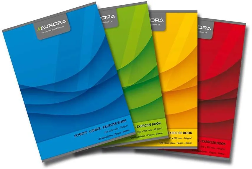 Aurora Caiet A5, 60 file - 70g/mp, liniat stanga, coperta carton color, AURORA Office - dictando