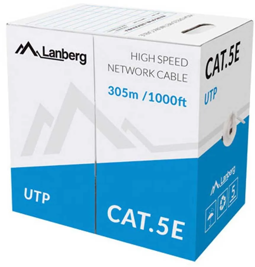 Cablu LANBERG UTP stranded cable CCA, cat. 5e, 305m, gray