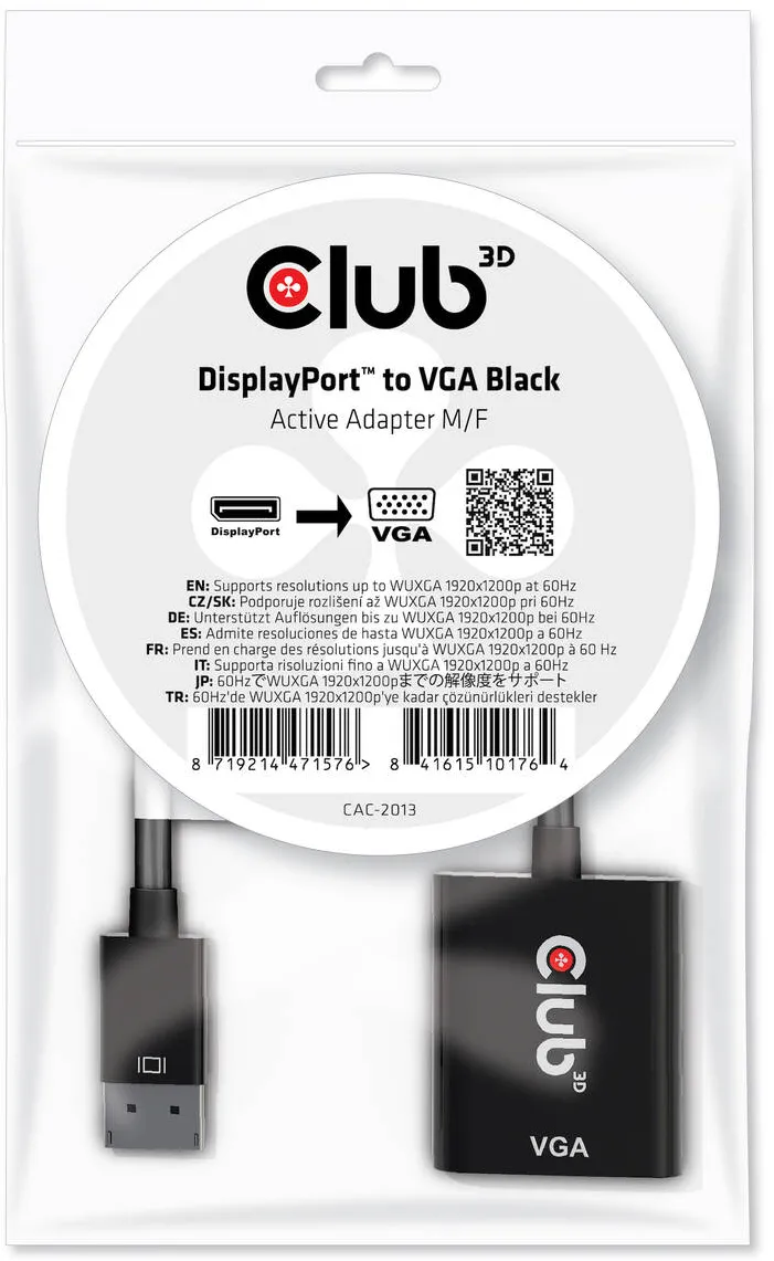 Adaptor CLUB 3D DisplayPort to VGA Black Active M/F