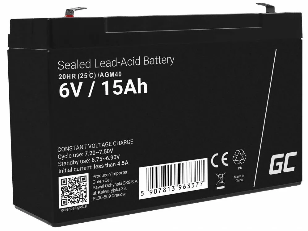 Green Cell AGM40 Baterie UPS Sealed Lead Acid (VRLA) 6 V 15 Ah
