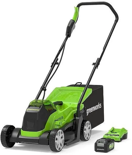 Masina de tuns iarba fara fir GREENWORKS GD24LM33K4 33 cm, kit acumulator 4Ah si incarcator