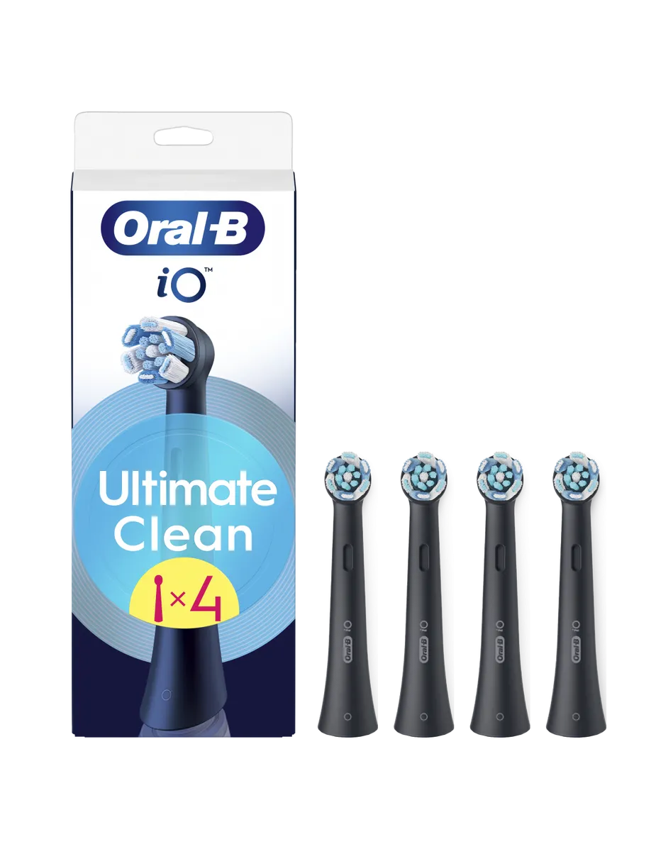 ORAL-B iO UltimateClean Replaceable toothbrush heads, 4-pack, Black