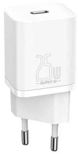 Baseus Incarcator retea Baseus Super Si, USB-C, 25W, UE, Alb – CCSP020102