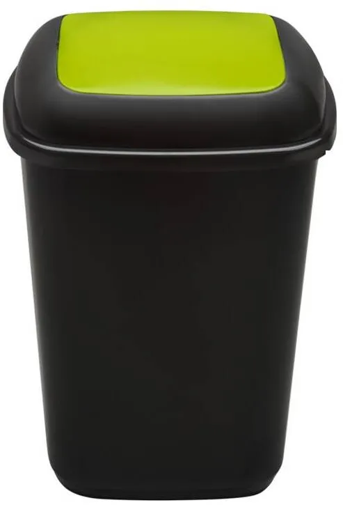 Plafor Cos plastic reciclare selectiva, capacitate 28l, PLAFOR Quatro - negru cu capac verde - sticla
