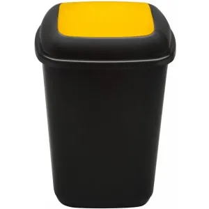 Plafor Cos plastic reciclare selectiva, capacitate 90l, PLAFOR Quatro - negru cu capac galben - plastic