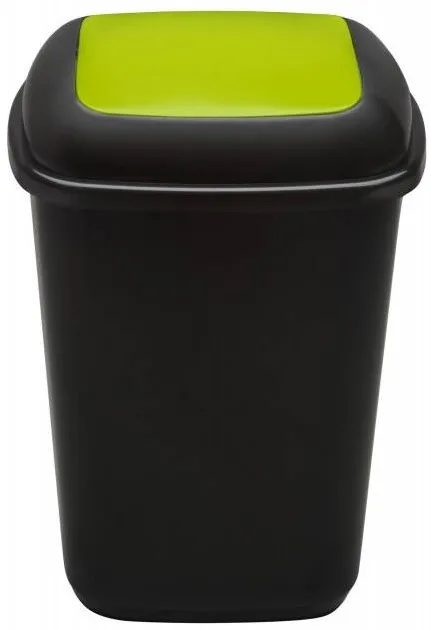 Plafor Cos plastic reciclare selectiva, capacitate 90l, PLAFOR Quatro - negru cu capac verde - sticla