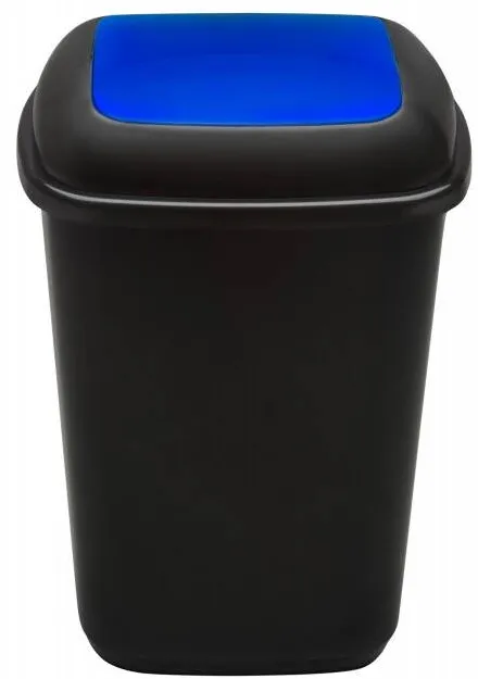 Plafor Cos plastic reciclare selectiva, capacitate 90l, PLAFOR Quatro - negru cu capac albastru - hartie