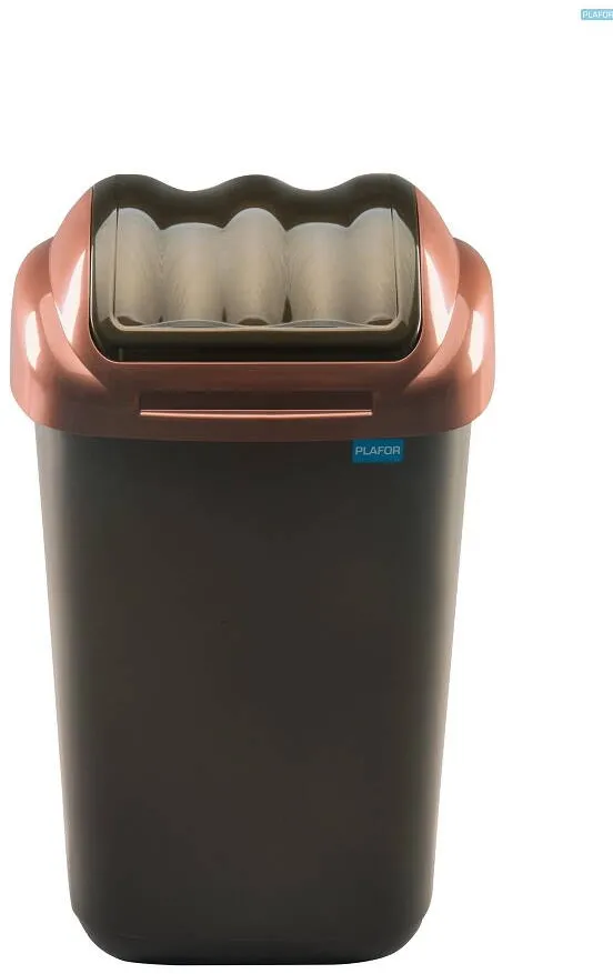 Plafor Cos plastic cu capac batant, pentru reciclare selectiva, capacitate 15l, PLAFOR Fala - negru auriu