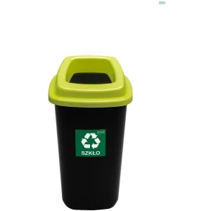 Plafor Cos plastic reciclare selectiva, capacitate 90l, PLAFOR Sort - negru cu capac verde - sticla
