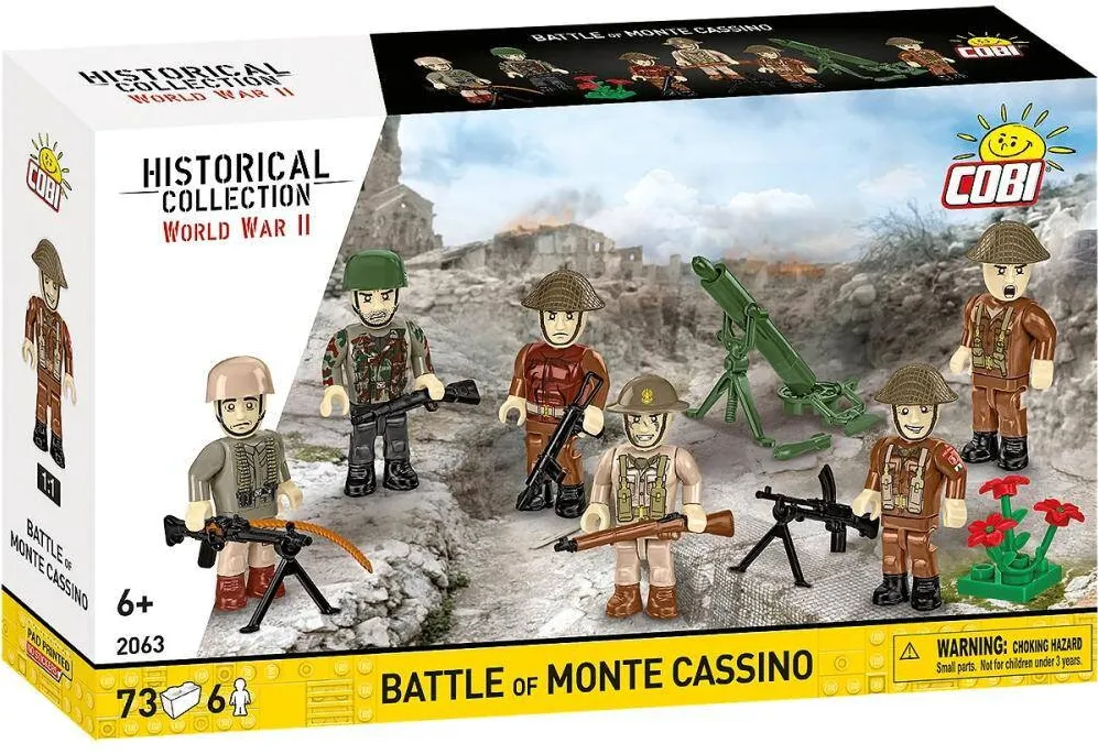 Jucarie creativa Cobi Klocki Set de construit Cobi - Batalia de la Monte Cassino, 73 piese, 6 figurine, multicolor