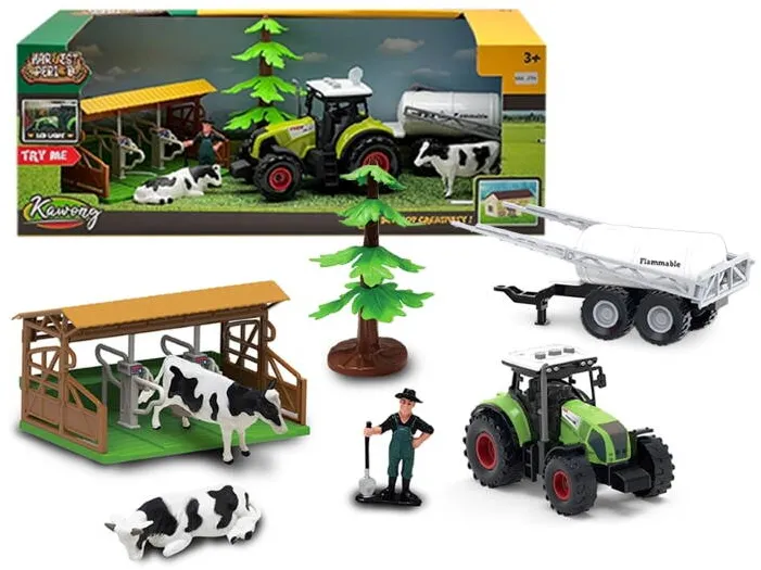 Masina Artyk Set ferma cu tractor Artyk 7 piese lumini sunet 15x9x9cm