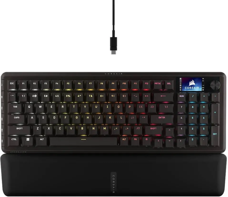 Tastatura mecanica gaming wireless Corsair VANGUARD 96 CH-91F901E-NA 2.4 GHz / Bluetooth LCD switch-uri MLX Plasma