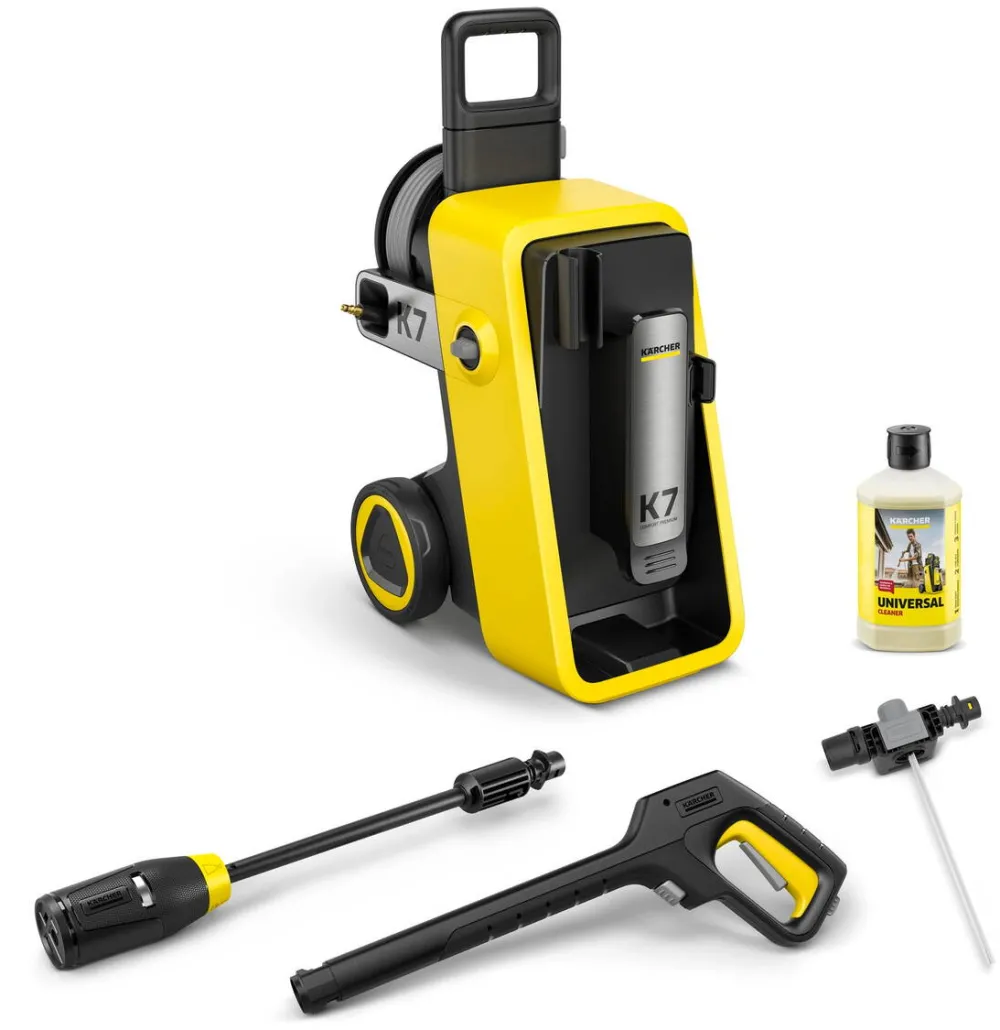 Karcher Aparat de spalat cu presiune Karcher K 7 Comfort Premium 1.317-500.0, 3000 W, debit max 600 l/h, presiune maxim 180 bar, motor racit cu apa, furtun presiune 10 m, maner telescopic, Pistol presiune ridicata G 180 Q COMFORT!Hold, Lance 4-in-1 Multi