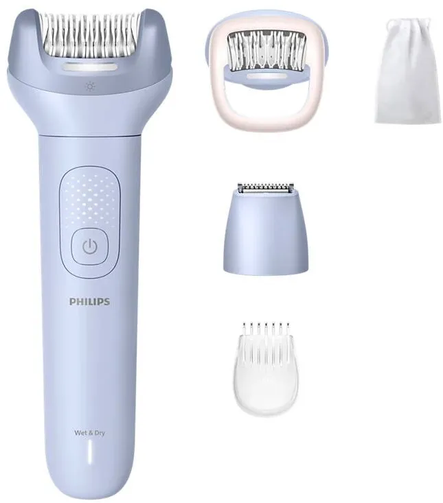 Philips Epilator fara fir umed si uscat Philips Seria 8000 BRE711/00, 5 accesorii, baterie Li-Ion cu autonomie de 60 min, Albastru