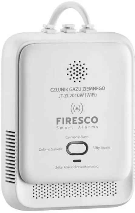 Firesco Senzor Gaz Natural, Firesco, Jt-Zl2010W, 108x52x36.8 mm, Senzor Semiconductori, Raza Rf Max. 100 M Spatiu Deschis, Sursa De Alimentare 220-240V Ac 50/60Hz, Durata De Viata A Senzorului Pana La 5 Ani, Alb