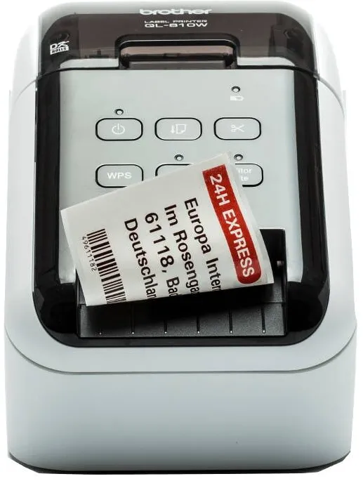 Imprimanta termica Brother Imprimanta etichete, Brother QL-810W, termica directa, 300x600 DPI, wireless, negru/alb, 120x120x25mm