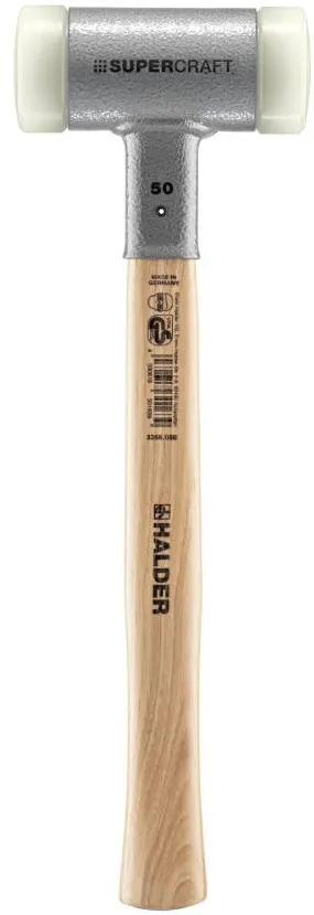 Halder Ciocan cu capete moi Halder, Supercraft, fara recul, cu coada din lemn de nuc si capete interschimbabile din nylon, 50 x 365 mm