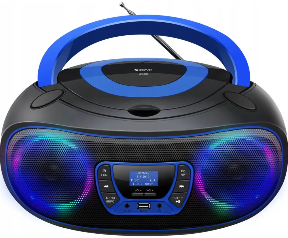 DENVER Radio cu Bluetooth Denver TDB-212BU, DAB+ si FM, Stereo, negru/albastru 261x132x226mm