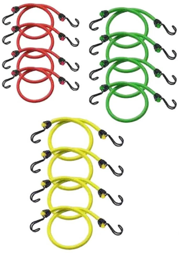 Master Lock Set 12 corzi elestice pentru masina, Master Lock, Nailon/Metal, 60/80/100 cm, Multicolor