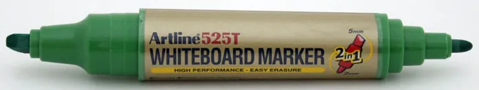 Artline Marker pentru tabla de scris Artline 525T, doua capete - varf rotund 2.0mm/tesit 5.0mm - verde