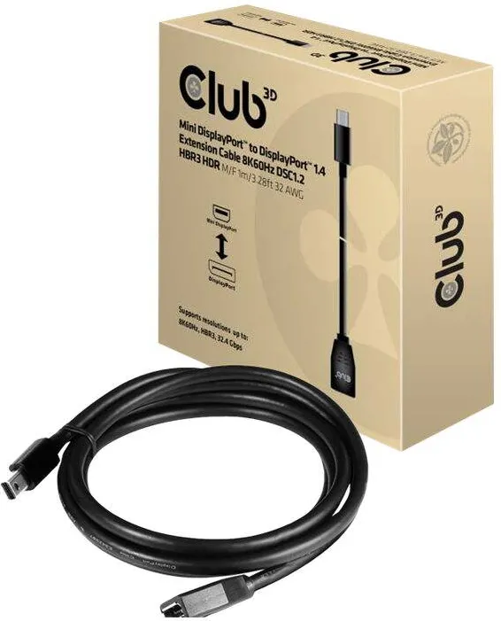 Cablu CLUB 3D MiniDP 1.4 <-> DP 1.4 1m 8K60Hz St/Bu