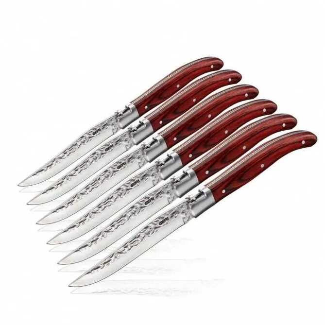 Gefu Set 6 Cutite de friptura, Gefu, Otel/Lemn, 22.5 cm, Argintiu/Maro