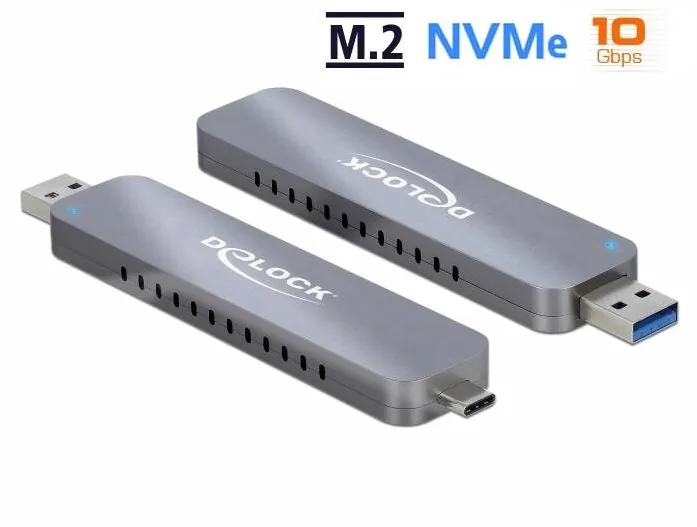 Rack DELOCK Carcasa externa pentru M.2 NVME PCIe SSD cu USB Type-C™ si de Tip-A tata