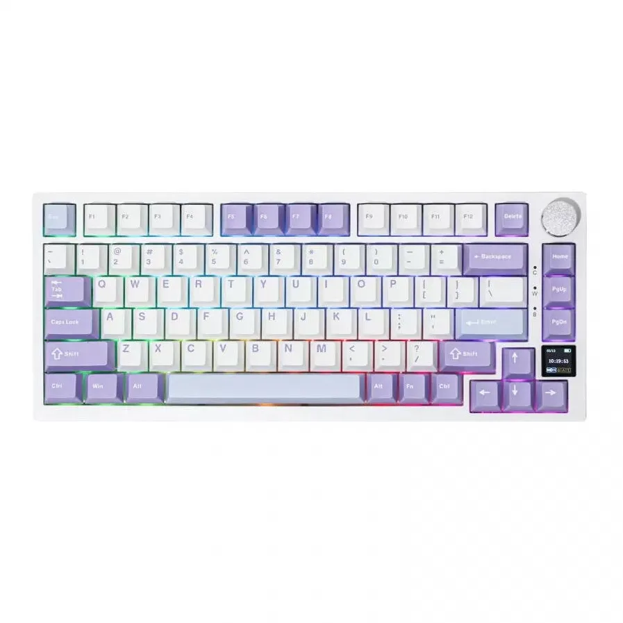 Tastatura Ajazz AJAZZ AK820 PRO Mechanical Keyboard TFT Screen Bluetooth ,2.4G Wireless ,Wired RGB Hot-Swap, Purple-White-Blue