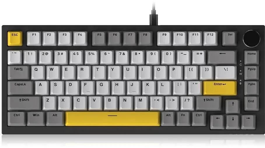 Tastatura Ajazz AJAZZ AK820 Mechanical Keyboard, Wired, RGB, Moon Yellow Switch, Grey-White-Yellow