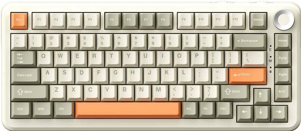Tastatura Ajazz AJAZZ AK820 Max Plus, Mechanical Keyboard, Bluetooth ,2.4G Wireless, RGB, Flying Fish Switch, Grey-Cream-Orange