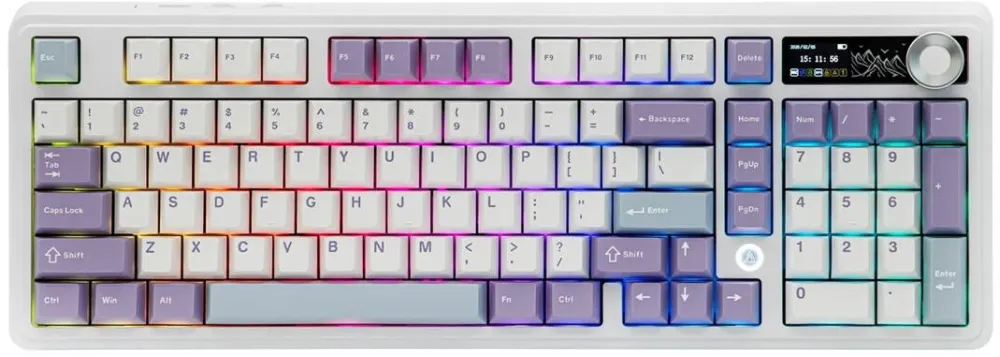 Tastatura Ajazz AJAZZ AK980 V2 Mechanical Keyboard TFT Screen Bluetooth ,2.4G Wireless ,Wired RGB, Purple-White-Blue