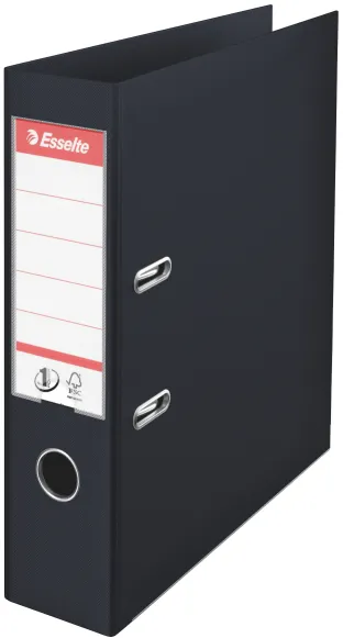 Esselte Biblioraft A4, plastifiat PP/PP, margine metalica, 75 mm, Esselte No. 1 Power - negru vivida