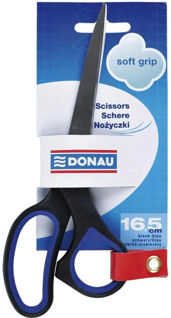 DONAU Foarfeca otel, ergonomica, 16.5cm, cu rubber grip, DONAU Soft Grip - maner albastru