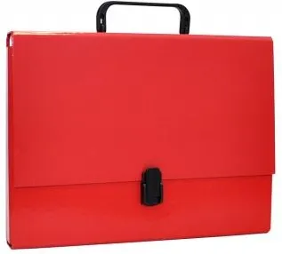Office Products Servieta din carton laminat, A4/5cm, cu inchidere si maner, Office Products - rosu