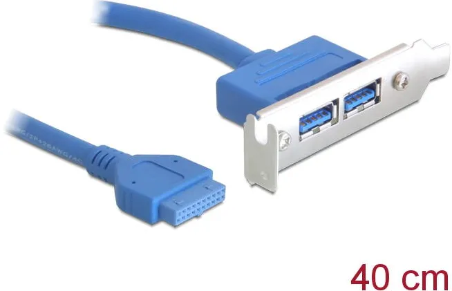 DELOCK Slot bracket 1 x 19 pin USB 3.0 pin header female internal > 2 x USB 3.0 Type-A female external Low Profile