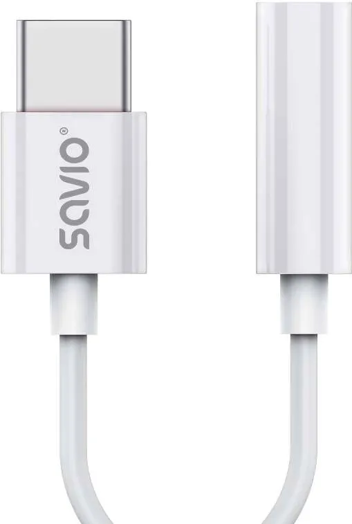 Adaptor SAVIO USB Type 3.1 C (M) – Jack 3.5mm (F) Audio White AK-51