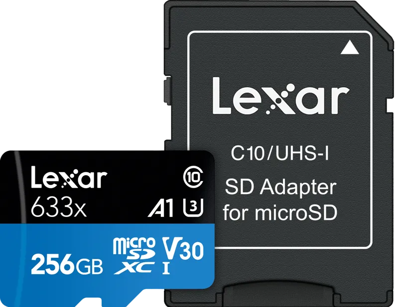 Card de Memorie Lexar 256GB microSDXC 633x UHS-I/A1/U3/10 R100/W45MB (V30)