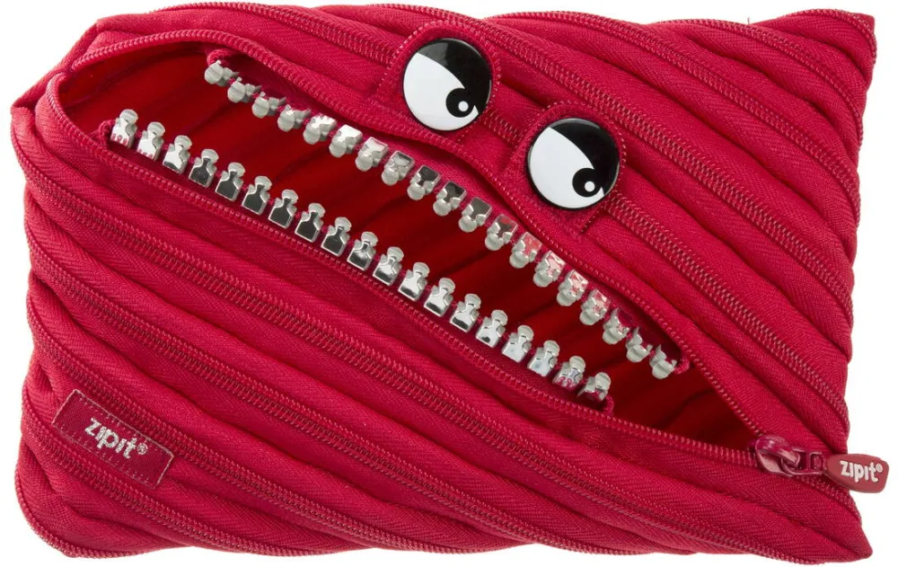 ZipIT Penar cu fermoar, Grillz Monsters Jumbo - rosu cu dinti argintii