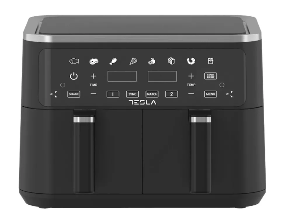 Tesla Friteuza aer cald Tesla AF900BSD, 9 L, 2400WPanou digital, cos dublu, 8 programe, Negru