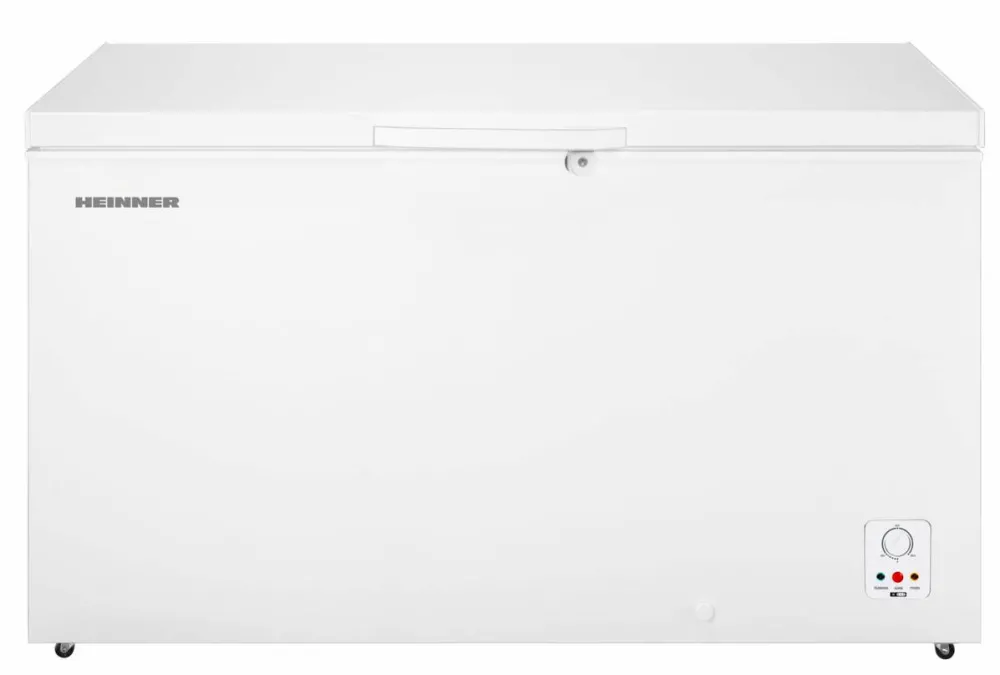 HEINNER Lada frigorifica HCF-HS420E++, 420 L, clasa E, compresor Inverter, control mecanic cu termostat ajustabil, lumina LED, Alb