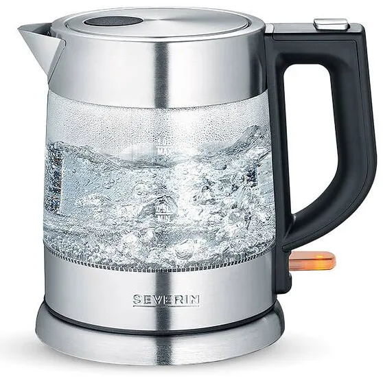 SEVERIN WK 3468 electric kettle 1 L 2200 W Black, Stainless steel, Transparent