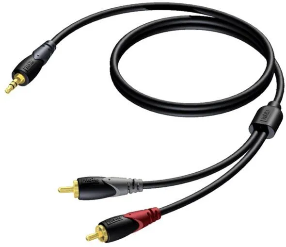PROCAB 3,5 Mm jack male stereo -2X rca/cinch male 5 m
