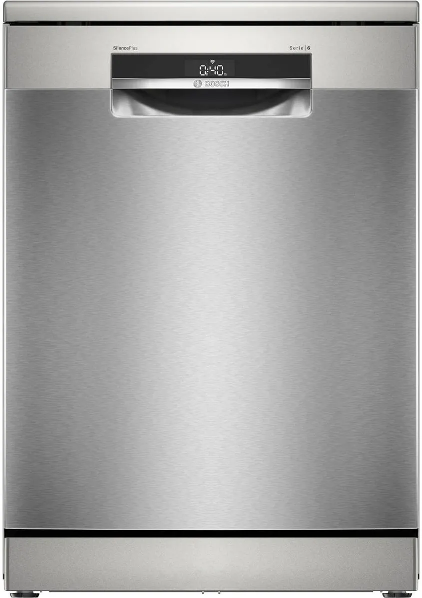 BOSCH Masina de spalat vase Bosch SMS6ECI15E, 14 seturi, 6 programe, ExtraDry, Silence Plus, Sistem Rackmatic, Home Connect, EcoSilence Drive, Tab-count, Clasa A, 60 cm, Inox anti-amprenta