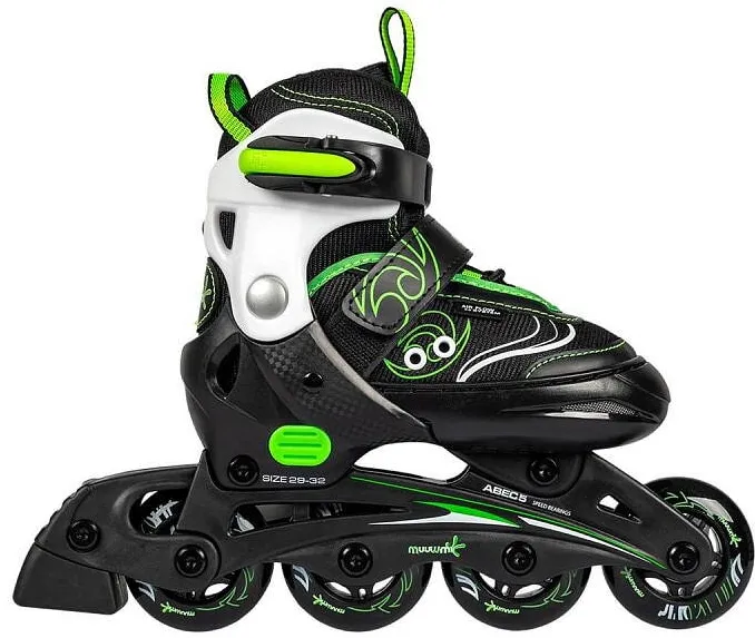 Muuwmi Muuwmi, Patine inline din textil reglabile cu roti PU 72x22 mm ABEC 5, cadru PP rezistent, Verde, 37-40 EU